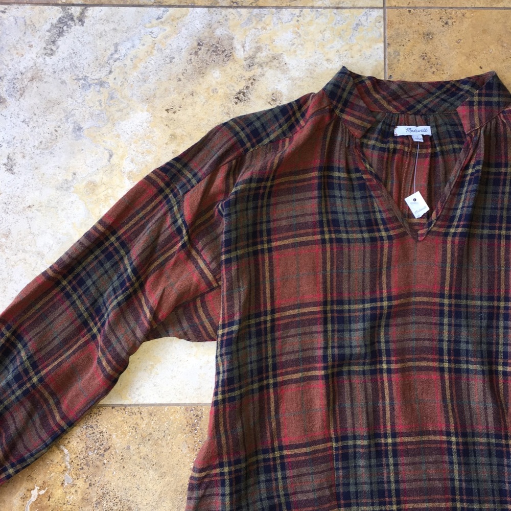 Madewell Highroad Plaid Popover Top Size Small NWT - Picture 4 of 7